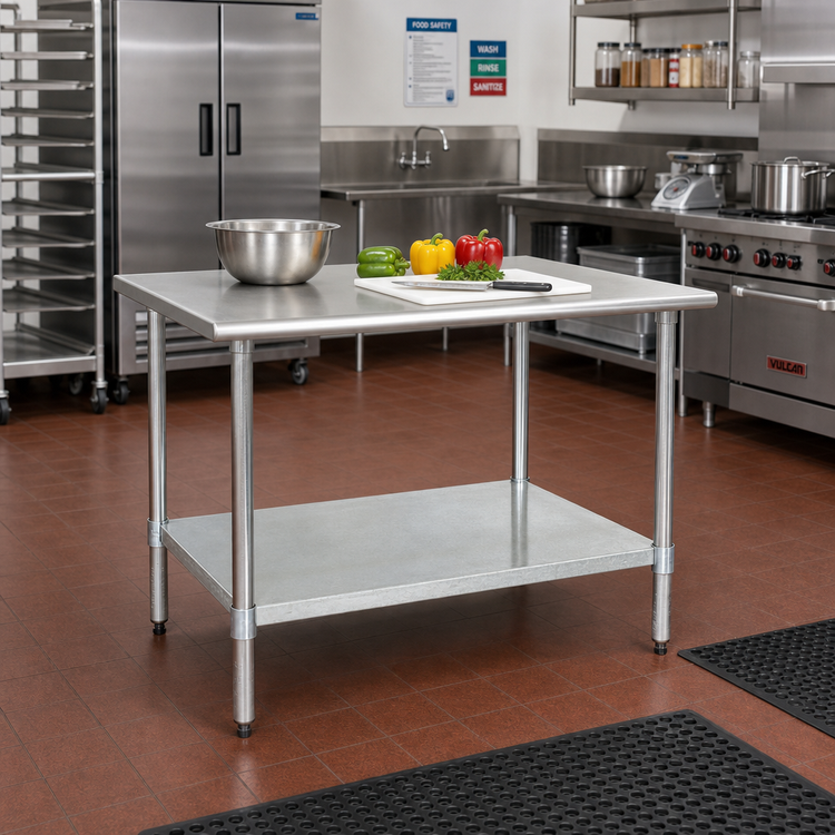 Product image #2 for BlendPort Budget Series 30 x 30 Inch Square 430 Stainless Steel Work Table with Galvanized Undershelf