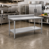 Thumbnail image #2 for Spec-Master Marine Series 60 x 36 Inch Stainless Steel Work Table with 4-1/2 Inch Backsplash and Adjustable Undershelf