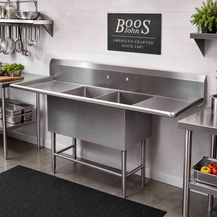 Product image #2 for John Boos Pro-Bowl 2-Compartment Double Drainboard Stainless Steel Sink