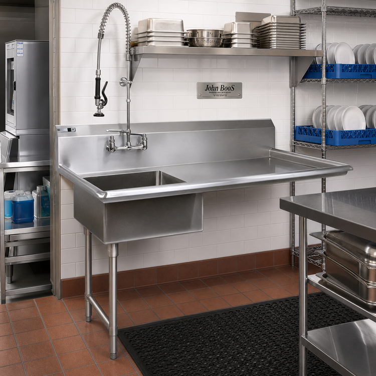 Product image #2 for John Boos 50-Inch Straight Soiled Undercounter Dishtable with Left 20-Inch x 20-Inch x 8-Inch Pre-Rinse Sink
