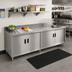 Thumbnail image #2 for Advance Tabco Special Value Economy Enclosed Work Table with Cabinet Base, 96 x 24 Inches, 16 Gauge 304 Stainless Steel Top, 5 Inch Backsplash