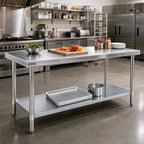 Thumbnail image #2 for Eagle Group Spec-Master T30144EM 144" W x 30" D Stainless Steel Work Table with 14-Gauge 300 Series Top and Adjustable Galvanized Undershelf
