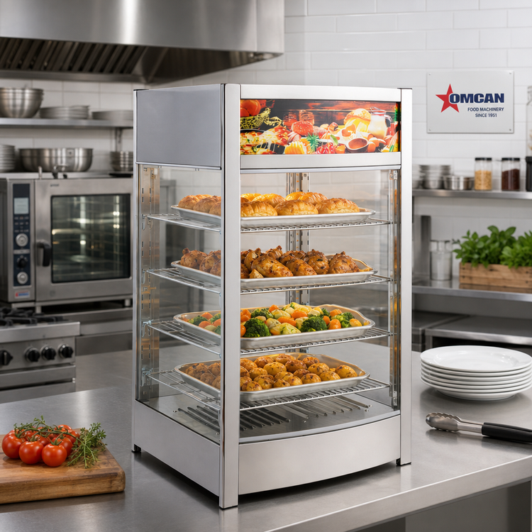 Product image #2 for Omcan 4-Tier Countertop Hot Food Display Warmer/Case, 3.42 Cu. Ft., 800W, 110V