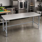 Thumbnail image #2 for Eagle Group Spec-Master T30120GTE 120" x 30" Flat-Top Stainless Steel Work Table, 14-Gauge 304 Top, Galvanized Open Base