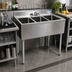 Thumbnail image #2 for BK Resources Slim-Line 3-Compartment Underbar Sink, 36 Inch, 304 Stainless Steel, with Faucet and Drains