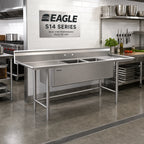 Thumbnail image #2 for Eagle Group S14 Series S14-20-1-SL 1-Compartment Stainless Steel Sink, 20" x 20" x 14" Bowl, 8" Backsplash, Leg Base