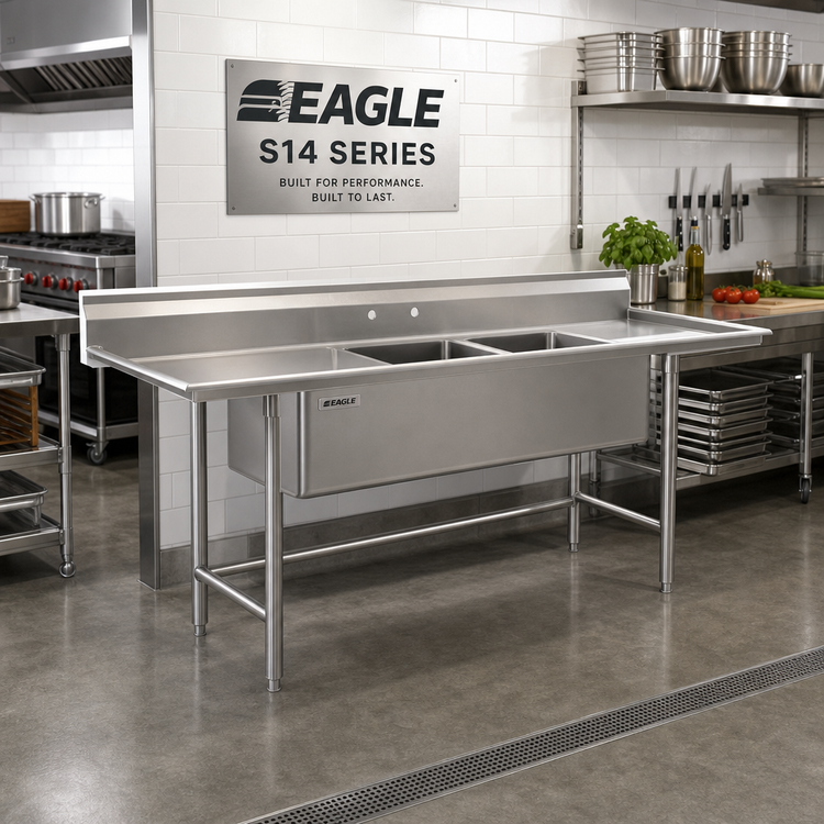 Product image #2 for Eagle S14 Series 1-Compartment Stainless Steel Sink with 20" x 20" x 14" Bowl