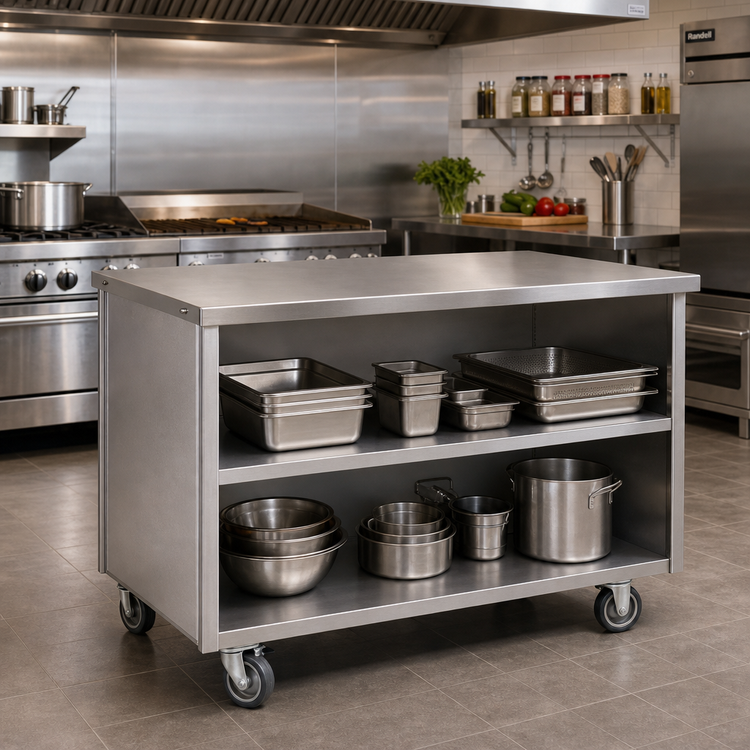 Product image #2 for Randell 72-Inch Mobile Modular Stainless Steel Utility Station with Open Storage Base
