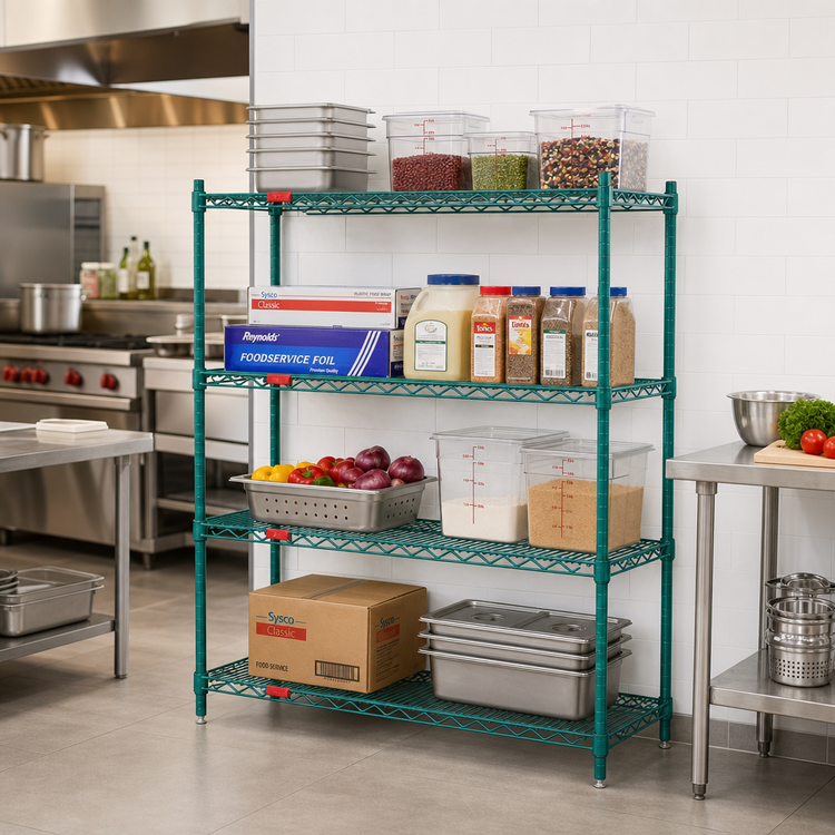 Product image #2 for Eagle Valu-Gard 4-Tier Starter Wire Shelving Unit, 60 x 24 x 63 Inches, Green Epoxy