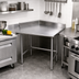 Thumbnail image #2 for Corner Stainless Steel Work Table with 5-Inch Backsplash, 30 x 30 Inches, 14-Gauge 304 Top