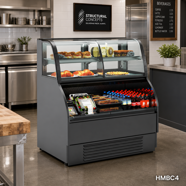 Product image #2 for Structural Concepts Harmony® 63-Inch Refrigerated Service/Self-Service Bakery Merchandiser with Curved Glass