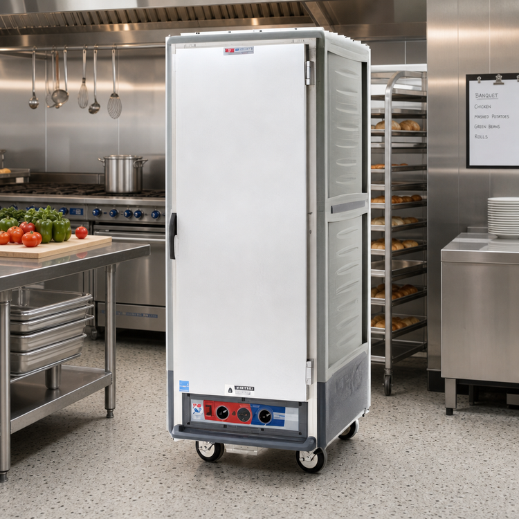 Product image #2 for Metro C5 3 Series Full-Height Mobile Heated Holding Cabinet with Gray Insulation Armour, Solid Door, and Lip Load Slides