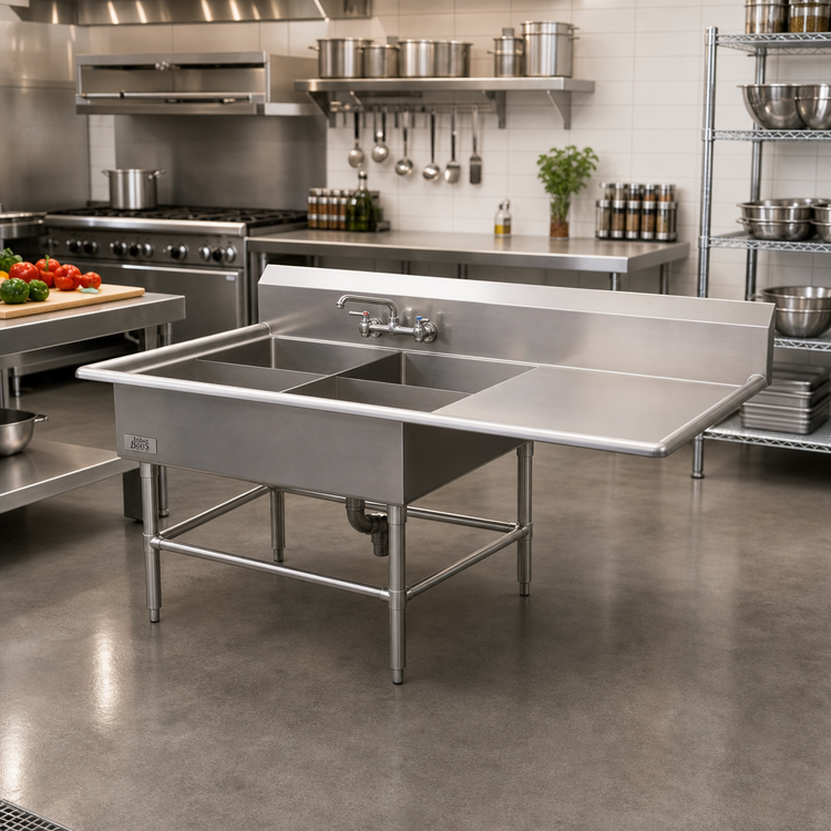 Product image #2 for John Boos Pro-Bowl 2-Compartment Sink with 30-Inch Right Drainboard
