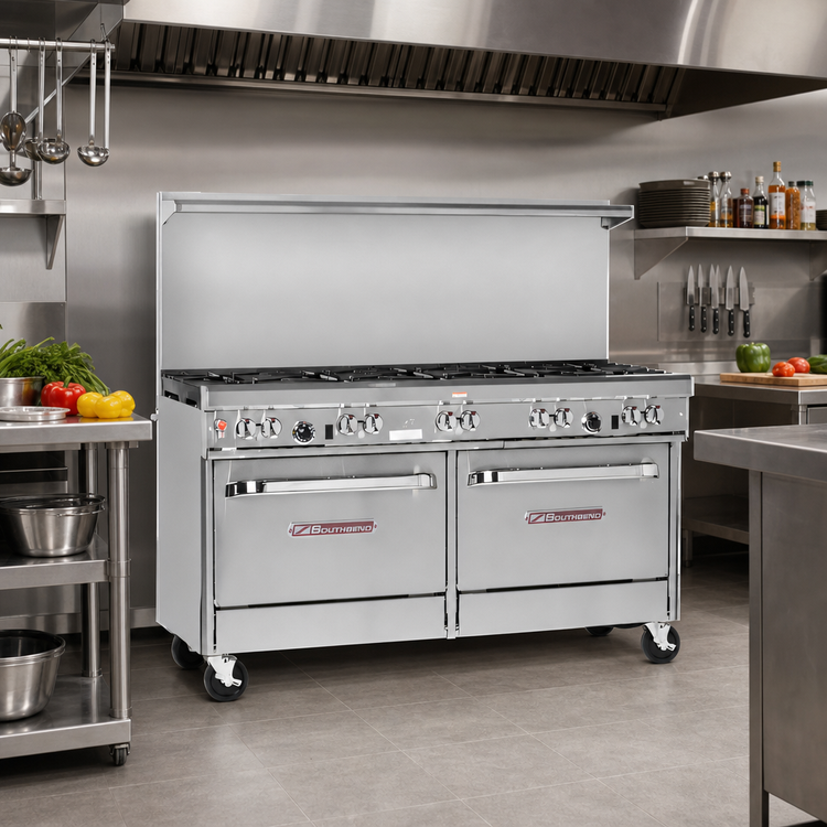 Product image #2 for Ultimate 60-Inch Commercial Gas Restaurant Range with 9 Open Burners and 2 Standard Ovens