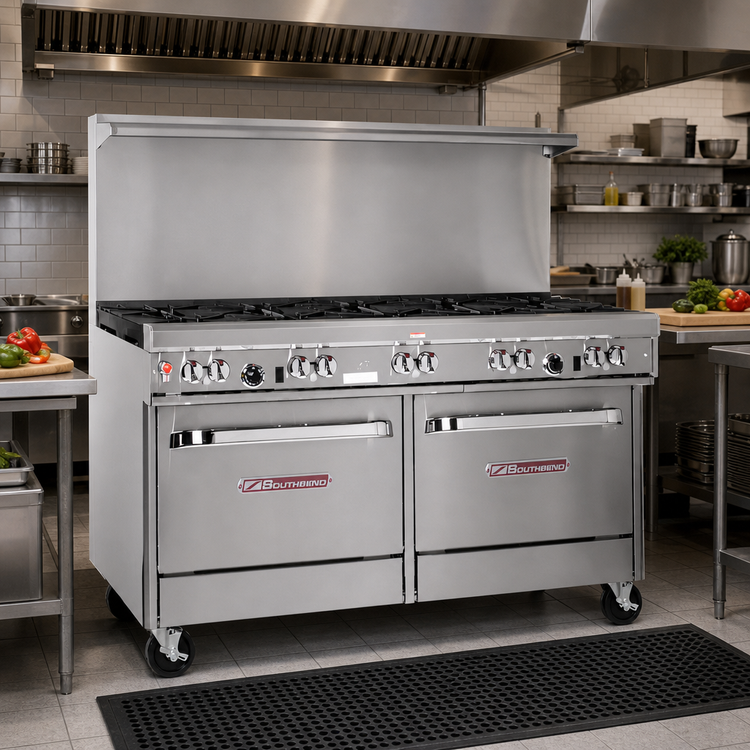 Product image #2 for Ultimate 60-Inch Commercial Gas Restaurant Range with 9 Open Burners and 2 Standard Ovens