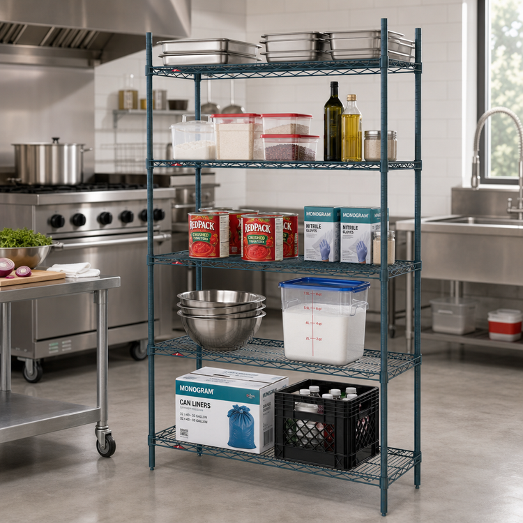 Product image #3 for Metro Super Erecta 24 in. W x 18 in. D x 74 in. H Stationary Starter Wire Shelving Unit, 5 Shelves, Metroseal 3 Epoxy-Coated Finish