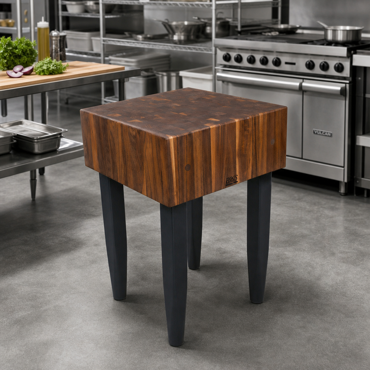 Product image #3 for John Boos Pro Chef End Grain American Black Walnut Butcher Block Work Table, 24"W x 24"D x 34"H, 10" Thick Top