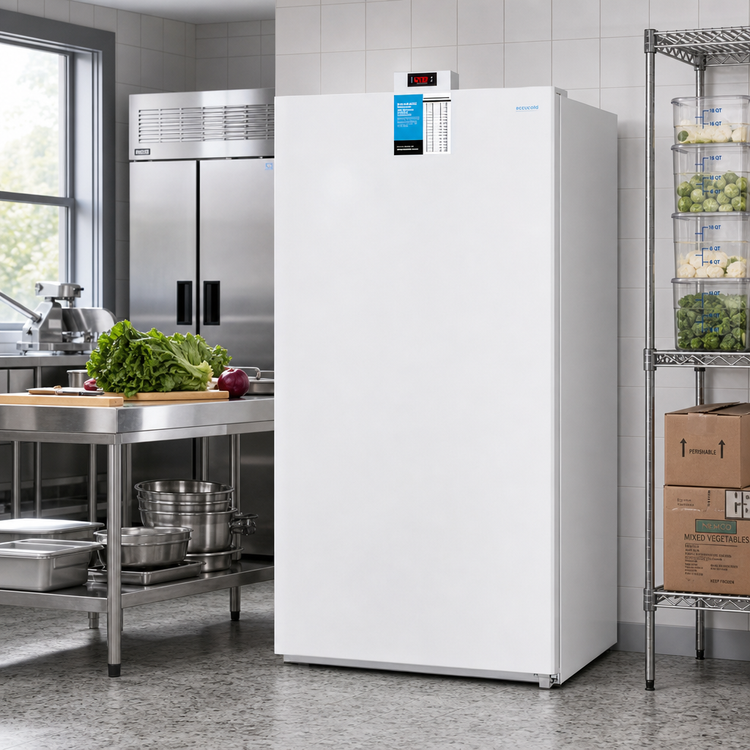 Product image #3 for Commercial Upright Frost-Free Reach-In Freezer with Factory-Installed Icemaker, 17 Cu. Ft., White