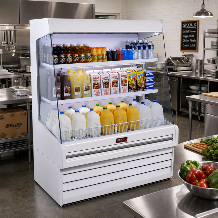 Product image #2 for Howard-McCray Ovation Series SC-OD30E-8L-S-LED Dairy Open Merchandiser, 99-Inch Wide, Self-Contained, LED Lighted Shelves