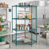 Thumbnail image #2 for Quantum 42 Inch x 24 Inch 5-Sided Wire Shelving Starter Kit, Green Epoxy Antimicrobial Finish