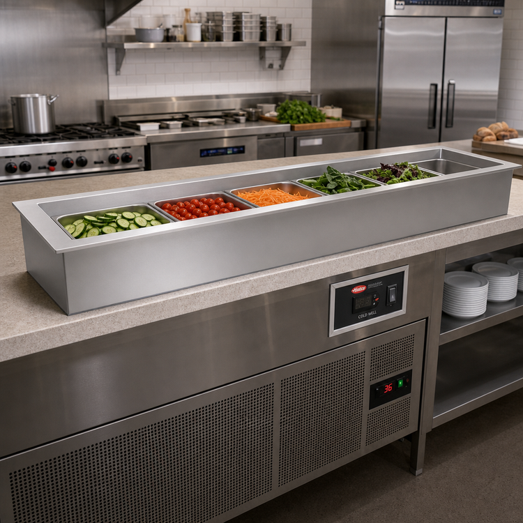 Product image #2 for Hatco CWBR-S3 Slim 3-Pan Full-Size Remote Refrigerated Drop-In Cold Well with Condensing Unit