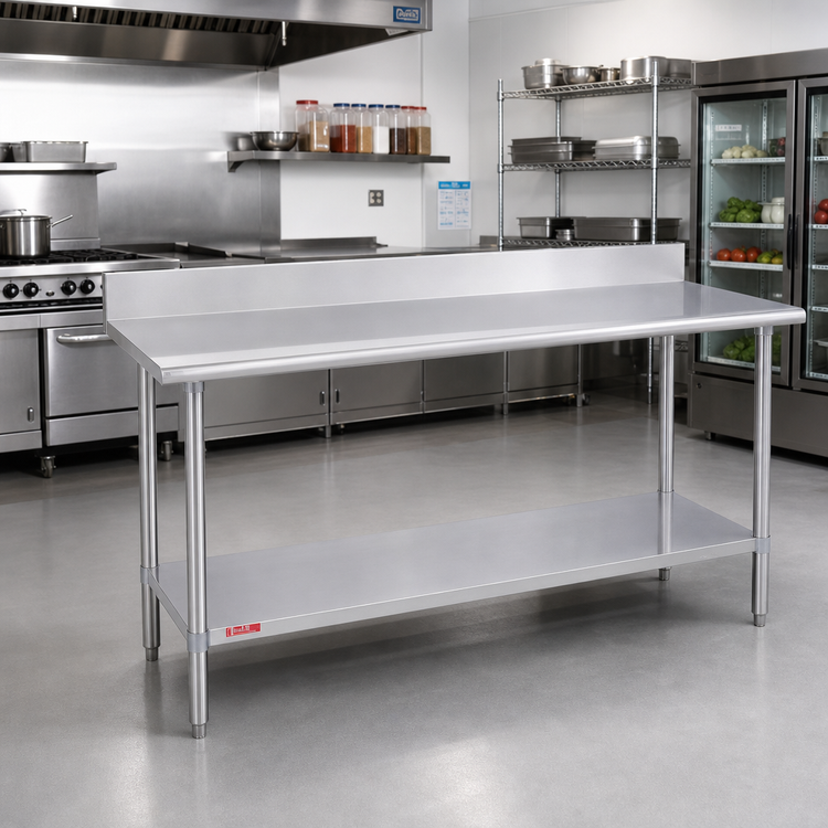 Product image #2 for Duke 120-Inch x 36-Inch Stainless Steel Work Table with 5-Inch Riser and Undershelf