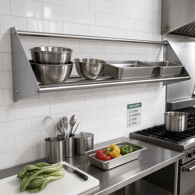 Product image #2 for 60-Inch Stainless Steel Tubular Rack Wall-Mounted Shelf