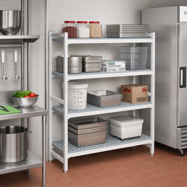 Product image #2 for Fermostock 4-Tier Stationary Polymer Starter Shelving Unit, 52"W x 22"D x 66"H