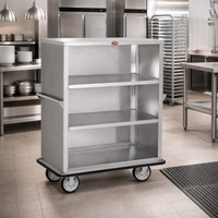 FWE Super Duty Enclosed Queen Mary Utility Cart, 4 Shelves, 50-Inch Wide, Stainless Steel
