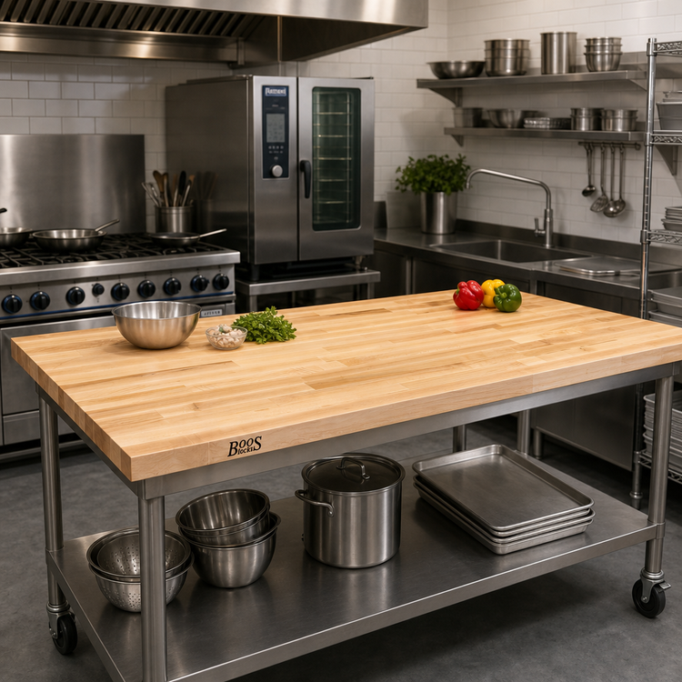 Product image #2 for John Boos Boos Block Blended Edge Grain Maple Kitchen Countertop, 60 x 27 x 1-1/2 Inch, Varnique Finish