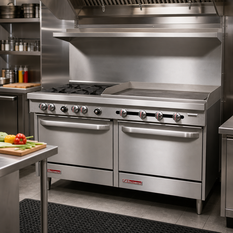 Product image #2 for Southbend S-Series 60-Inch Gas Restaurant Range with 6 Open Burners, 24-Inch Griddle, Standard Oven and Cabinet Base