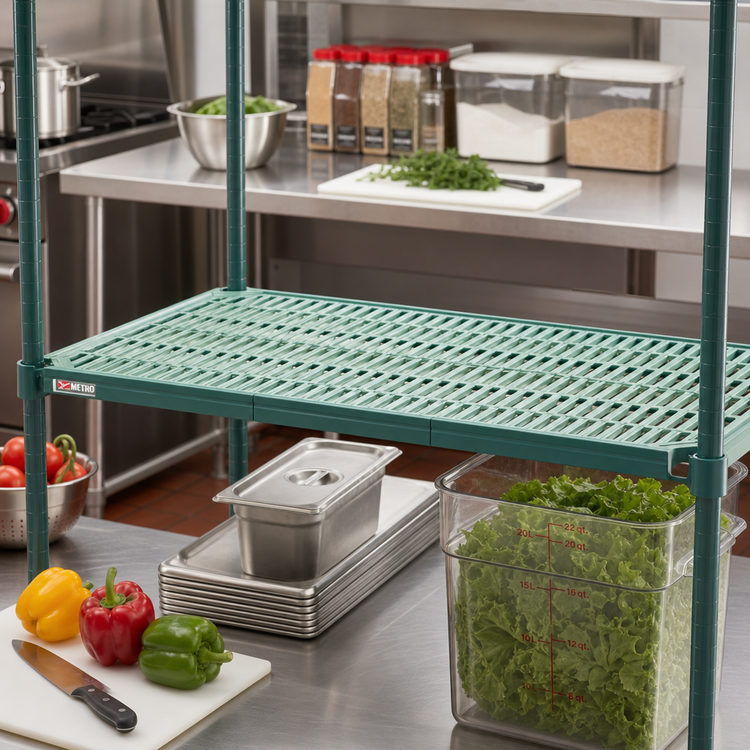 Product image #3 for Metro Super Erecta Pro 54"W x 24"D Vented Polymer Shelf with Removable Mat and Metroseal 3 Epoxy-Coated Frame