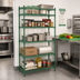 Thumbnail image #2 for Steel Works Heavy Duty 5-Tier Stationary Wire Shelving Unit, 54 x 21 Inches, Green Epoxy Coated