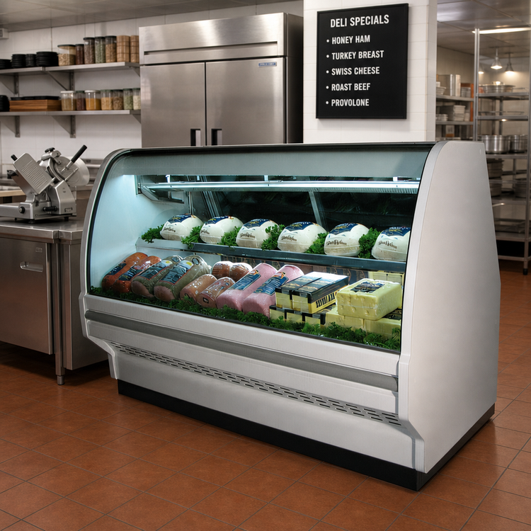 Product image #2 for Howard-McCray 40E Series 75.5 Inch Self-Contained Curved Glass Deli Meat & Cheese Service Case with LED Lighting