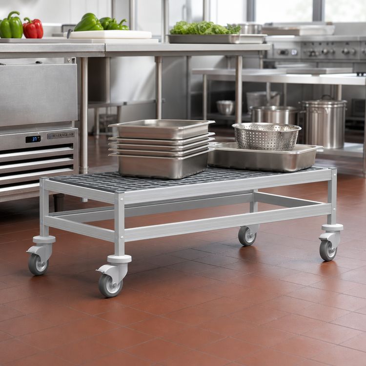 Product image #2 for Fermostock Mobile Aluminum Dunnage Rack with 5-Inch Casters, 38 x 14 x 17 Inches, 800 lb. Per-Shelf Capacity