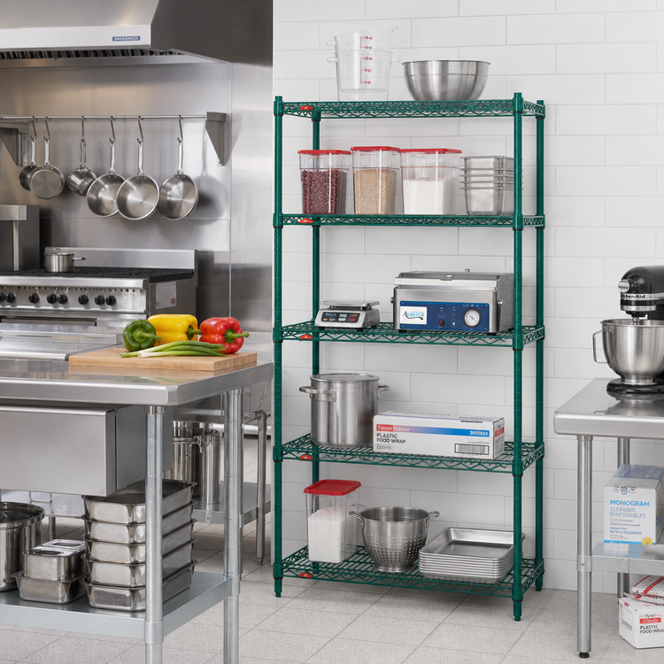 Product image #3 for Metro Super Erecta 42"W x 21"D x 74"H Add-On Wire Shelving Unit, 5 Shelves, Metroseal 3 Epoxy-Coated