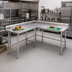 Thumbnail image #2 for Advance Tabco L-Shaped Stainless Steel Corner Work Table, 120 x 60 Inches, 30-Inch Working Depth, 5-Inch Backsplash