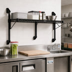 Thumbnail image #2 for Quantum WC14-CB1436BK Wall-Mounted Cantilever Wire Shelf, Single Shelf, 36 x 14 Inches, Black Epoxy