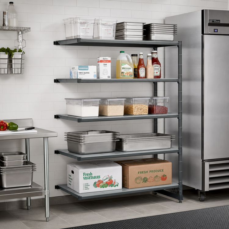 Product image #2 for Cambro Camshelving Basics Plus 5-Tier Solid Add-On Polymer Shelving Unit, 24 x 42 x 84 Inches, Brushed Graphite