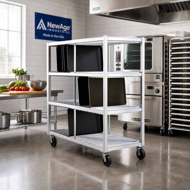 Product image #2 for New Age Mobile Aluminum 3-Tier Tray Drying Rack, 144-Tray Capacity