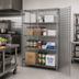 Thumbnail image #2 for Quantum Stationary Wire Security Cage with 4 Shelves, Chrome Plated, 36W x 21D x 63H