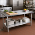 Thumbnail image #2 for John Boos Stallion 108-Inch W x 36-Inch D Stainless Steel Top Work Table with Stallion Safety Edge and Adjustable Undershelf