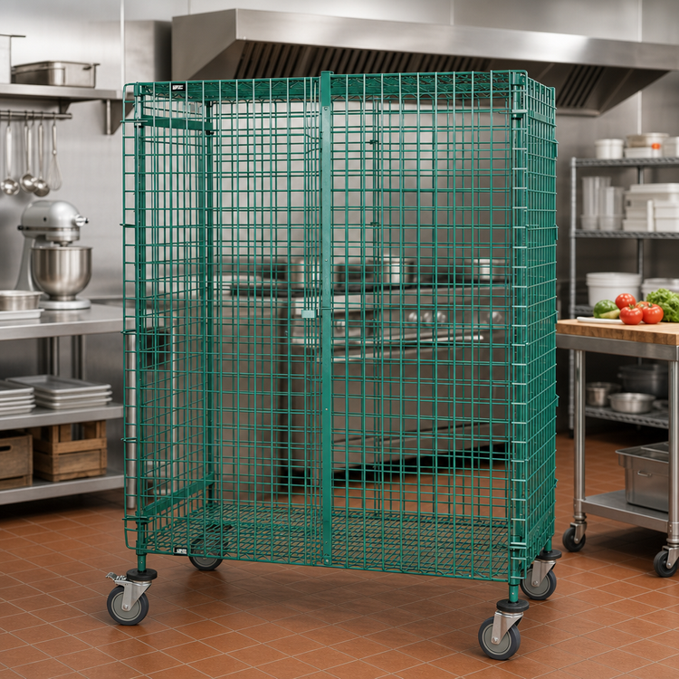 Product image #2 for Quantum Mobile Wire Security Cage, 36 x 18 x 69 Inches, Green Epoxy Finish