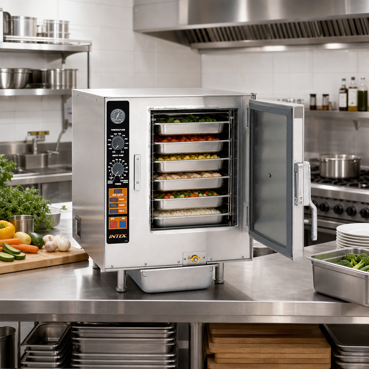 Product image #2 for Intek Boilerless Connectionless Countertop Electric Convection Steamer, 6-Pan Capacity, 240V, 3-Phase
