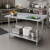 Thumbnail image #2 for Advance Tabco 48-Inch x 30-Inch 16 Gauge 430 Stainless Steel Top Work Table with Rear Up-Turn and Adjustable Undershelf