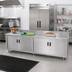 Thumbnail image #2 for Advance Tabco Special Value Series Enclosed Work Table with Cabinet Base, 108 x 24 Inches, 16-Gauge 304 Stainless Steel Top, 5-Inch Backsplash