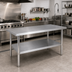 Thumbnail image #2 for Heavy-Duty 84-Inch x 30-Inch 18/430 Stainless Steel Flat Top Work Table with Galvanized Legs and Adjustable Undershelf