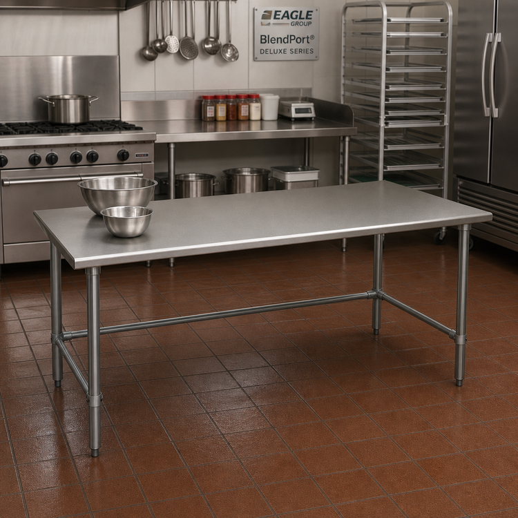 Product image #2 for Eagle Group BlendPort® Deluxe Series 60" x 30" Work Table with 16-Gauge 300-Series Stainless Steel Top and Galvanized Base