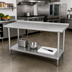 Thumbnail image #2 for Advance Tabco 72-Inch x 30-Inch 14-Gauge 304 Stainless Steel Work Table with Rear Up-Turn and Adjustable Undershelf