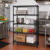 Thumbnail image #2 for Quantum 4-Shelf 36 x 24 x 54 Inch Black Epoxy Antimicrobial Wire Shelving Starter Kit